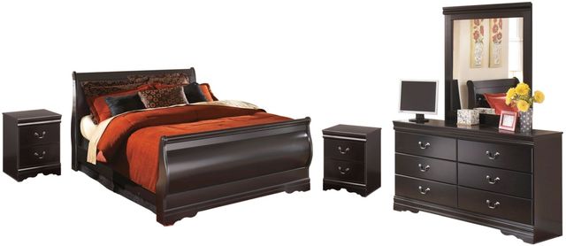 Signature Design by Ashley® Huey Vineyard 5-Piece Black Queen Sleigh Bed Set