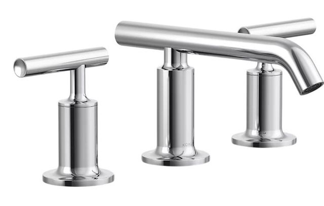 KOHLER® Purist® Polished Chrome Widespread Bathroom Sink Faucet with Lever Handles-0