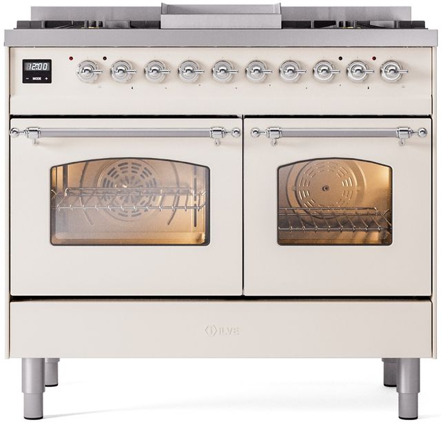 Ilve® Nostalgie II Series 40" Antique White Pro Style Dual Fuel Range-0