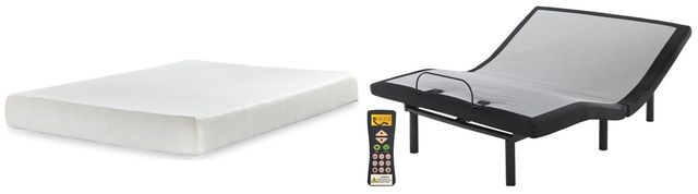 Sierra Sleep® by Ashley® Chime 2-Piece 8" Memory Foam and Best Adjustable Base Queen Mattress Set-0