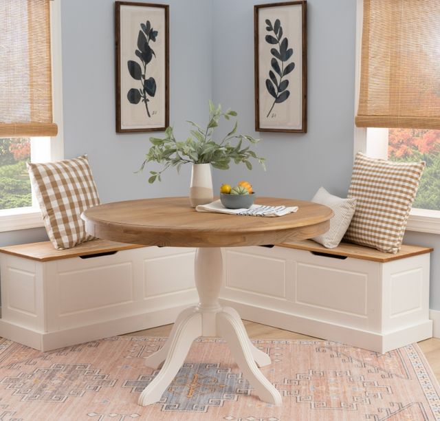 Linon Tobin 2-Piece Natural/White Backless Corner Nook Set-1