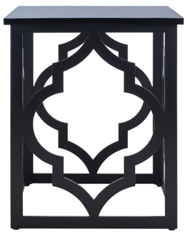 Safavieh Milo Black Leaf Trellis End Table-1