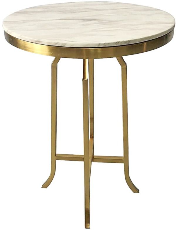 Harp & Finial® Fillmore White Marble Bar Table with Brushed Gold Base-0