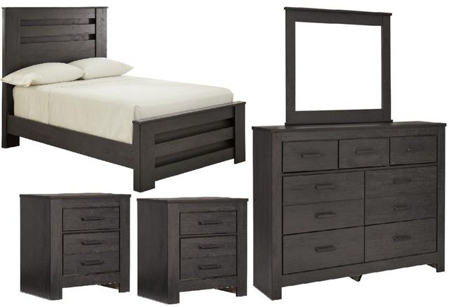 Signature Design by Ashley® Brinxton 5-Piece Charcoal Full Panel Bed Set-0