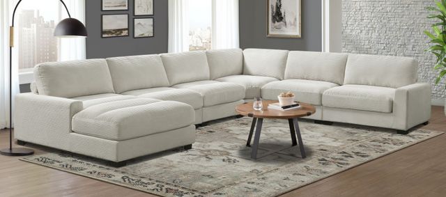 Elements International Arizona 6-Piece Steno Beige Right Arm Facing Sectional -1