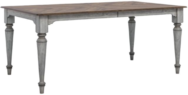 Flexsteel® Plymouth Medium Brown Rectangular Dining Table with Distressed Graywash Legs-0