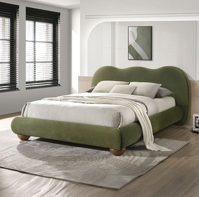 Furniture of America® Finamore Olive Green King Panel Bed-2