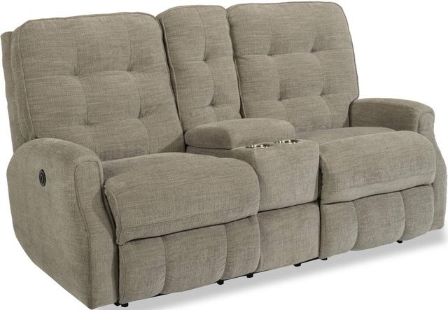 Flexsteel® Devon Smoke Power Reclining Loveseat with Console-0