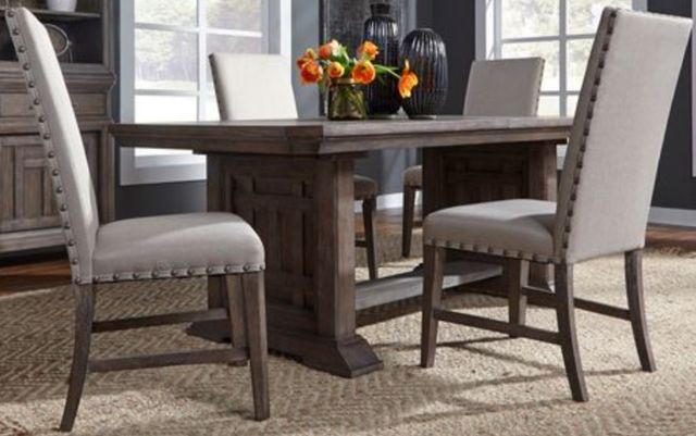 Liberty Furniture Artisan Prairie 5-Piece Aged Oak Trestle Table Set-0