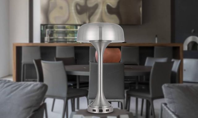 Cal® Lighting & Accessories Mushroom Brushed Steel Desk Lamps-3