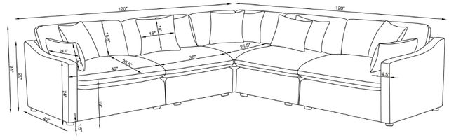 Coaster® Hobson 5-Piece Ivory Upholstered Modular Sectional-2