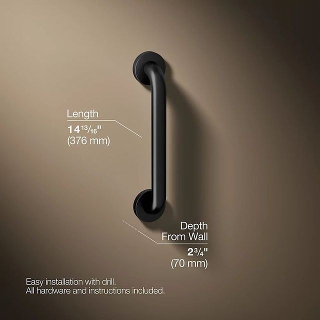 KOHLER® Contemporary Matte Black 12" Grab Bar-2