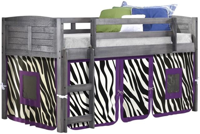 Donco Kids Louver Zebra/Antique Gray Youth Twin Loft Bed with Tent Kit-0