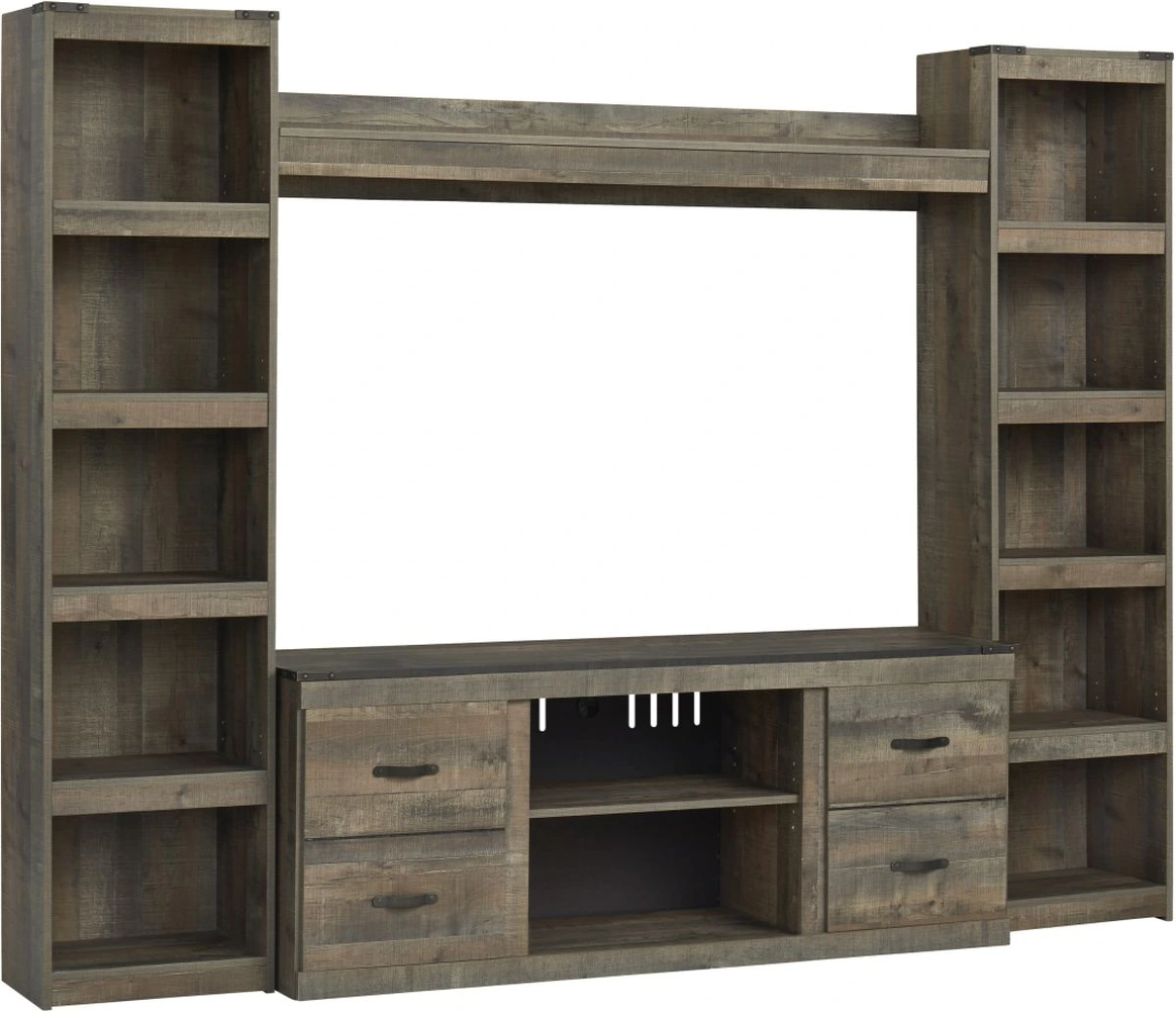Signature Design by Ashley® Trinell 4-Piece Brown Entertainment Center |  Dodd Home Furnishings | Guin, AL, image size:1164x1000