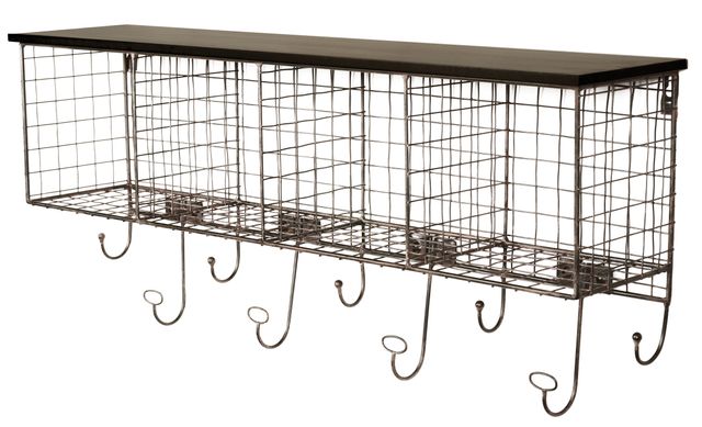 Linon Four Cubby Black Wall Shelf-0