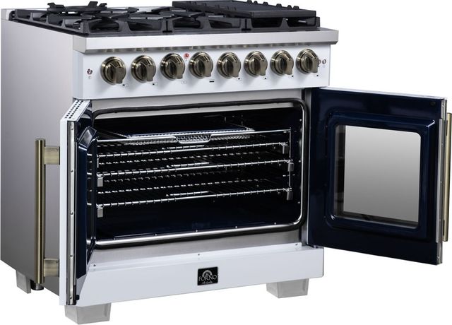FORNO® Capriasca Series Alta Qualita 36" White Pro Style Dual Fuel Range-4