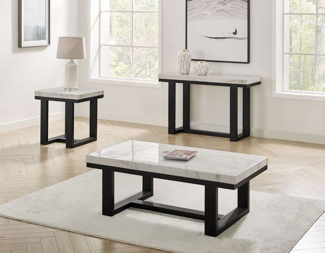 Steve Silver Co. Lucca White End Table with Espresso Base-1