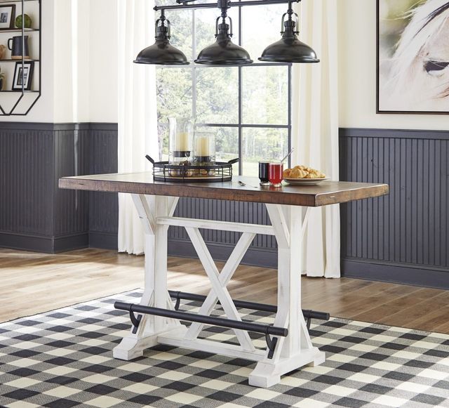 Signature Design by Ashley® Valebeck Brown Counter Height Dining Table with White Base-2