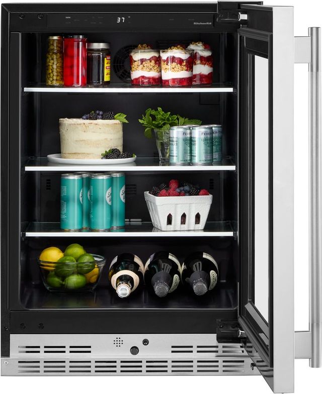 KitchenAid® 24" 5.2 Cu. Ft. PrintShield™ Stainless Finish Beverage Center with Glass Door-3