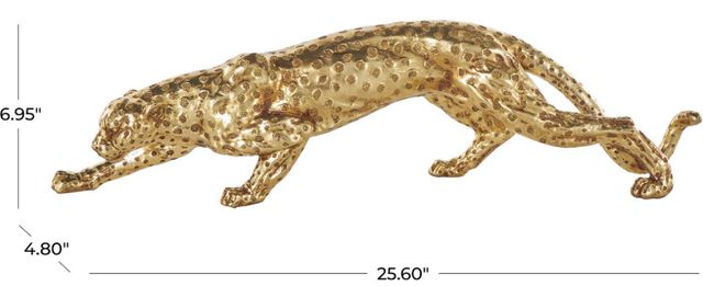Deco Marche Gold Leopard Sculpture with Textured Spots-3