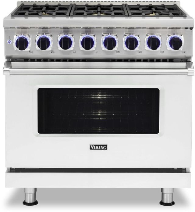 Viking® 7 Series 36" Frost White Pro Style Dual Fuel Liquid Propane Range-0