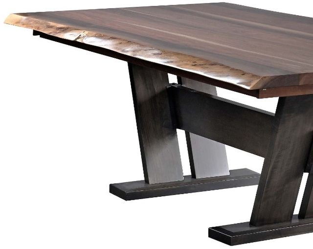 Country View Woodworking Customizable Telluride Live Edge Wormy Maple Top Dining Table with Brown Maple Base-1