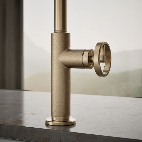 KOHLER® Billet® Vibrant Brushed Bronze Touchless Kitchen Sink Faucet with 2-Function Sprayhead and Single Round-Handle-4