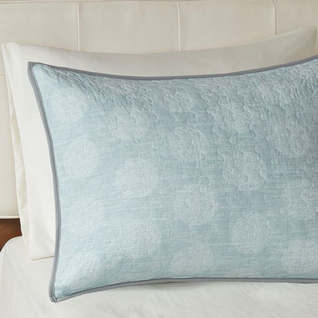 Olliix by Madison Park Lucinda 6 Piece Seafoam Full/Queen Reversible Cotton Sateen Coverlet Set-4