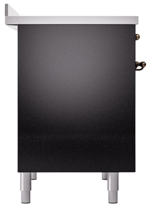 Ilve® Nostalgie II Noblesse 40'' Glossy Black Pro Style Induction Range with Burnished Trim-2