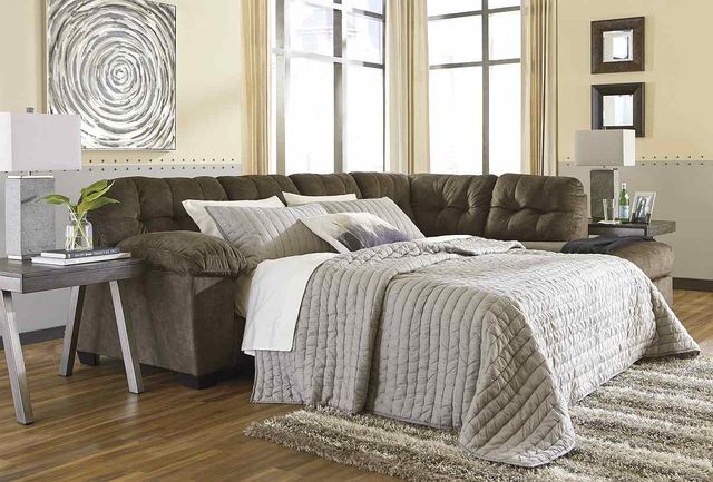 Signature Design by Ashley® Accrington 2-Piece Earth Right-Arm Facing Sofa Sleeper Sectional and Chaise-2