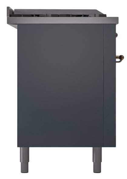 Ilve® Nostalgie II Noblesse 60'' Blue Gray Pro Style Dual Fuel Range with Brass Trim-2
