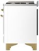Ilve® Majestic III 60" White Pro Style Dual Fuel Liquid Propane Range with Solid Door and Brass Trim-4