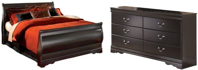 Signature Design by Ashley® Huey Vineyard 2-Piece Black King Sleigh Bed Set-0
