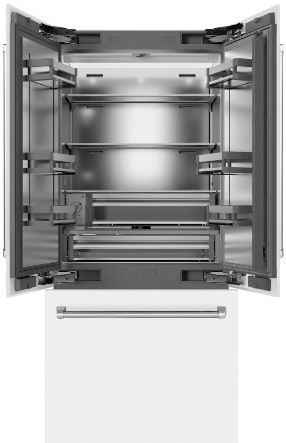 ZLINE 36" 19.6 Cu. Ft. White Matte Built In Bottom Freezer Refrigerator-1