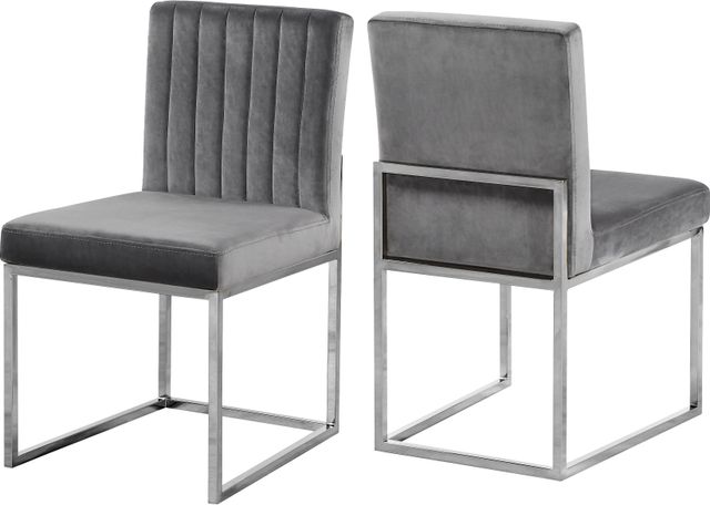 Meridian Furniture Giselle Gray/Chrome Velvet Dining Chair-3