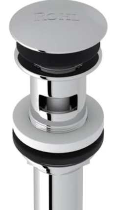Rohl® Allia Polished Chrome Slotted Touch Seal Dome Drain With 6" Tailpiece-1