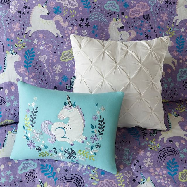 Olliix by Urban Habitat Kids Lola Purple Full/Queen Unicorn Cotton Comforter Set-4