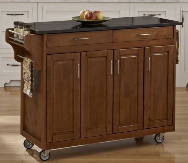 homestyles® Create-A-Cart Black Granite/Cottage Oak Kitchen Cart-1