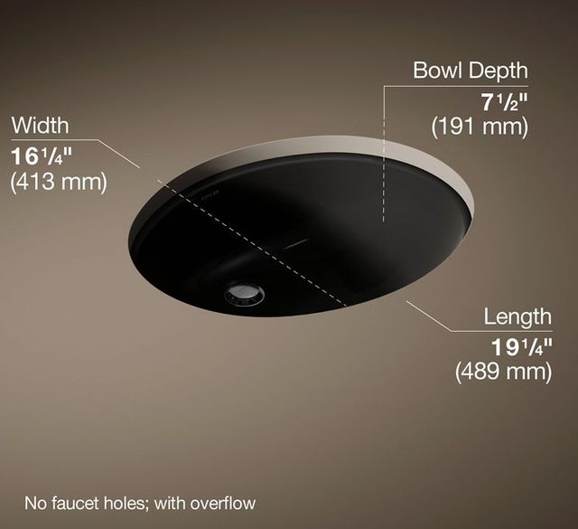 Kohler Caxton® Black 19.25" Oval Undermount Bathroom Sink-3