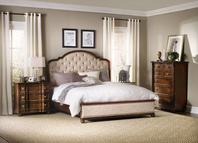 Hooker® Furniture Leesburg Alabaster/Mahogany Queen Upholstered Panel Bed-1