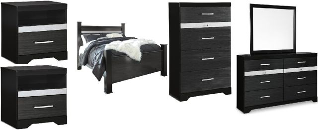 Signature Design by Ashley® Starberry 6-Piece Black Queen Poster Bed Set-0