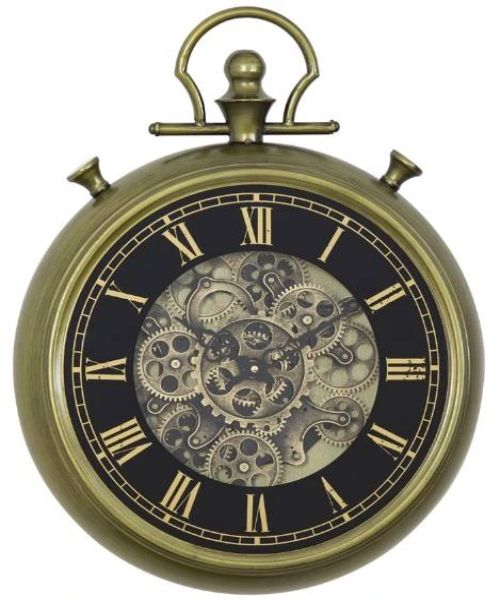 YHD Aged Golden/Black Wall Clock-0