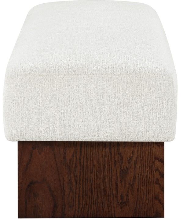 Meridian Furniture Alora Cream/Walnut Upholstered Bench-2
