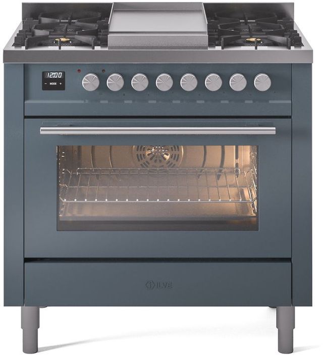 Ilve® Professional Plus II 36" Blue Grey Pro Style Dual Fuel Range-0