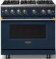 Viking® 5 Series 36" Slate Blue Pro Style Gas (NG) Range with Brushed Brass Trim-0