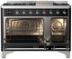 Ilve® Majestic III 48" Glossy Black Pro Style Dual Fuel Liquid Propane Range with Solid Door and Chrome Trim-1