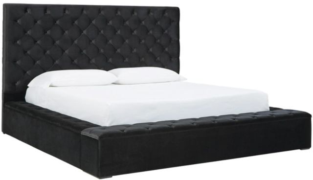Signature Design by Ashley® Lindenfield 6-Piece Black/Silver Queen Upholstered Storage Bed Set-1