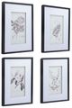 A & B Home 4-Piece Black/White Pencil Art Flower Print Set-0