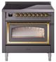 Ilve® Nostalgie II Noblesse 36'' Graphite Matte Pro Style Induction Range with Brass Trim-0