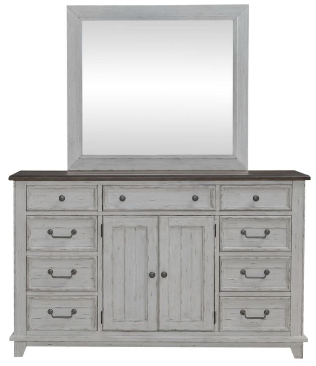 Liberty Furniture River Place Riverstone White/Tobacco Dresser and Mirror-2